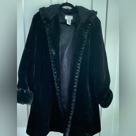 Black Faux Fur Hooded Coat by Covington Woman | size 1X - Picture 5 of 10